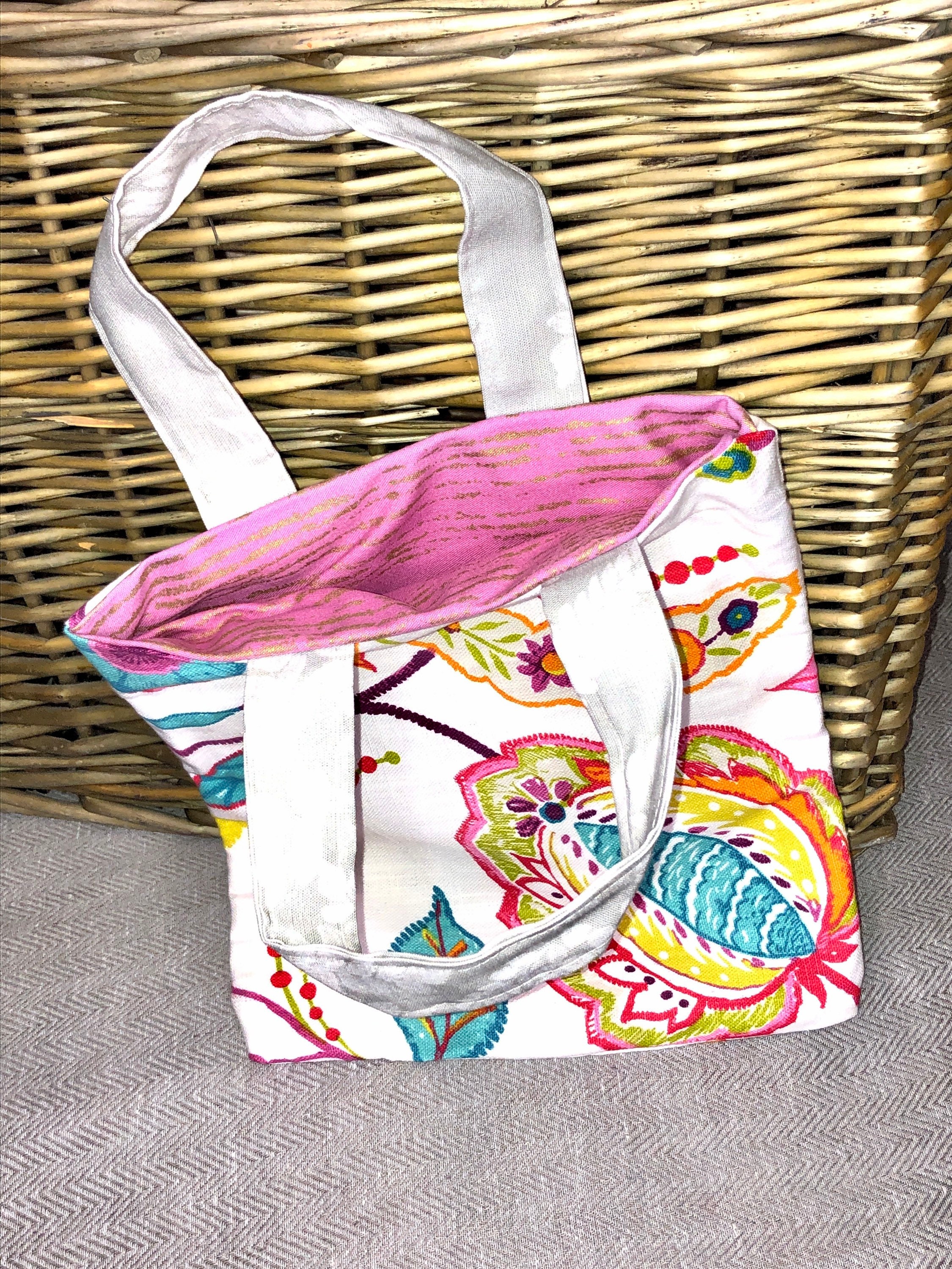 Reusable Fabric Lunch Bag / Tote Bag Bright Colourful Design Etsy UK