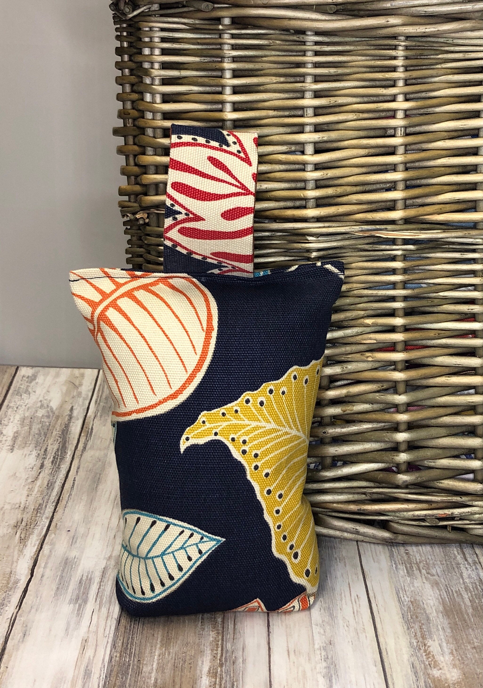 Door Stop Blue Bold Print Fabric Weighted Etsy UK