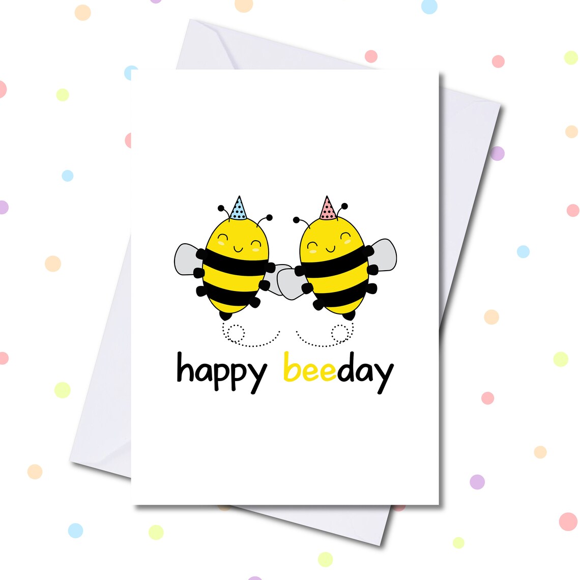 Pun birthday card 'happy beeday' funny bee pun Etsy