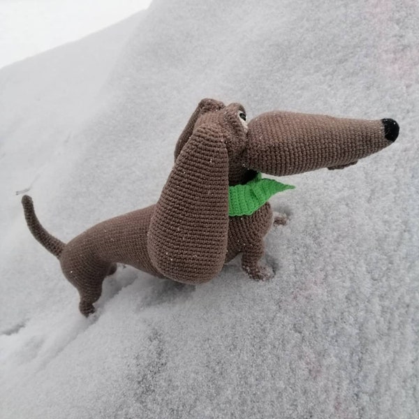 Personnalisation, chien teckel, chien saucisse mignon, figurine de jouet, chien en peluche, chiot en peluche, chiot au crochet, cadeau, pour la chambre de bébé, doux, confortable