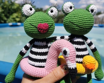 Rana, ranas peluche ganchillo Rana verde amigurumi Peluche de peluche, dos juguetes
