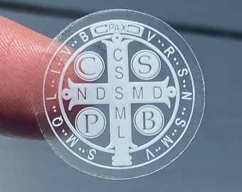 Adesivo transparente da Medalha de São Bento: Presente Católico (1 polegada/25 mm)