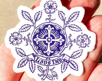 Laus Deo | Catholic Vintage/French/Antique Sticker | Latin for "Praise God" | Traditional Catholic | Catholic beauty/decor | Gift