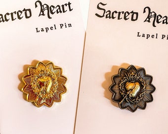 BULK PRICE | 3 Sacred Heart Lapel Pins|20% off-Antique Gold OR Gold-Please specify which type you&#39;d like in a private message.