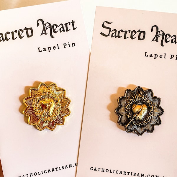 BULK PRICE | 3 Sacred Heart Lapel Pins|20% off-Antique Gold OR Gold-Please specify which type you'd like in a private message.