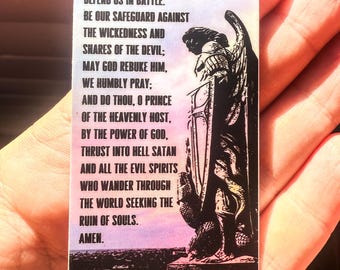 St. Michael Prayer Sticker: Catholic Spiritual Warfare Art