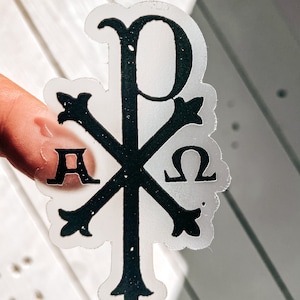 Chi Rho Christian Sticker: Black & Clear Symbol for Christ, 3" | UV and Water Resistant | Catholic sticker | Catholic laptop decal
