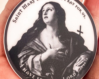 Naklejka ze Świętą Marią Magdaleną: Sztuka katolicka, „Widziałam Pana” (2 cale)