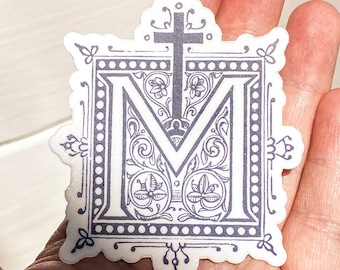 Marian Cross | Catholic Sticker | Vintage/French style | Catholic decor | Dorm | Gift for her | Antique | Confirmation/Communion |