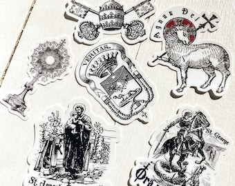 Bundle 20% off | Vintage/Antique best selling set | 6 Catholic Stickers | Gift | Traditional | Hardy, water/UV resistant