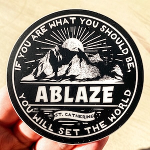 Pegatina de Santa Catalina de Siena: Cita católica, vinilo blanco y negro