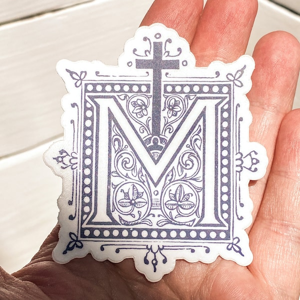 Marian Cross | Catholic Sticker | Vintage/French style | Catholic decor | Dorm | Gift for her | Antique | Confirmation/Communion |