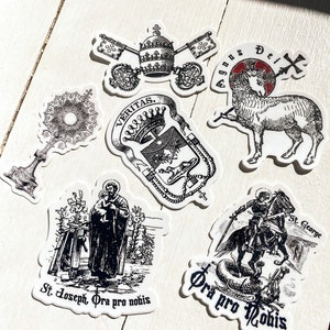 Bundle 20% off | Vintage/Antique best selling set | 6 Catholic Stickers | Gift | Traditional | Hardy, water/UV resistant