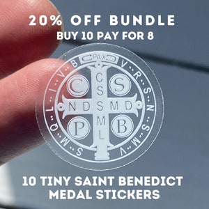 Stickers transparents Saint Benoît : Stickers catholiques, 2,5 cm (lot de 10)
