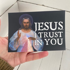 BUMPER Divine Mercy Sticker | "Jesus, I trust in You" | Original image | Divine Mercy devotion, Catholic bumper sticker