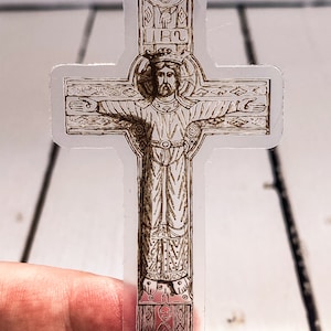 CLEAR and brown Catholic Sticker | Christ the King | Christus Rex | crucifixion | Resurrection | Catholic Sticker | Cross | Sticker gifts