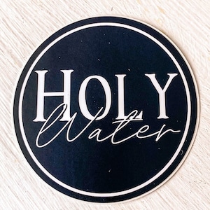 Holy Water Bottle Sticker: Black and White Catholic Decal