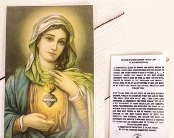 Marian Consecration Prayer Card: Vintage Our Lady Image