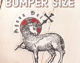 Agnus Dei-bumpersticker: katholieke sticker in vintagestijl