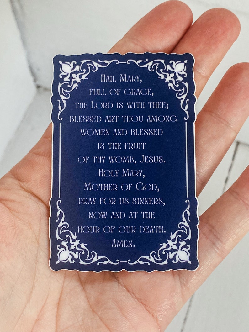 Hail Mary Prayer Sticker: Navy & White Catholic Gift - Etsy