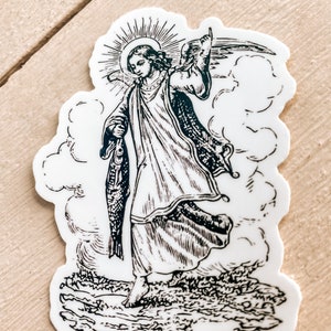 Saint Raphael the archangel | VINTAGE | Catholic sticker | Black and White |Sticker gift | Patron of Healing, travelling, marriage | Angel