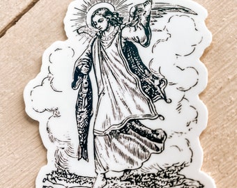 Saint Raphael the archangel | VINTAGE | Catholic sticker | Black and White |Sticker gift | Patron of Healing, travelling, marriage | Angel