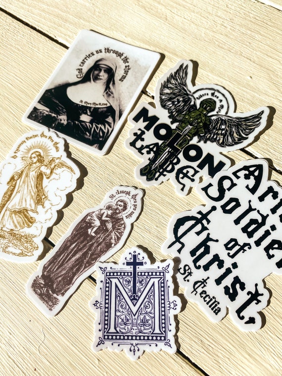 Bundle 20% off | Spiritual warfare postcards| Stickers only |Saints| Prayer  | Catholic | Sticker gift | Confirmation | born again | Faith