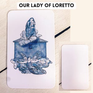 Our Lady of Loreto Holy Card: Catholic Prayer Card with Angels
