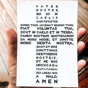 Pater Noster Print: Catholic Prayer, Latin Mass (Postcard)
