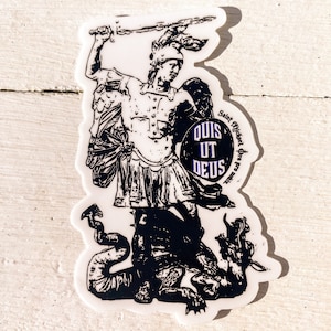 Saint Michael Archangel Sticker: Catholic Art, &quot;Quis Ut Deus&quot;
