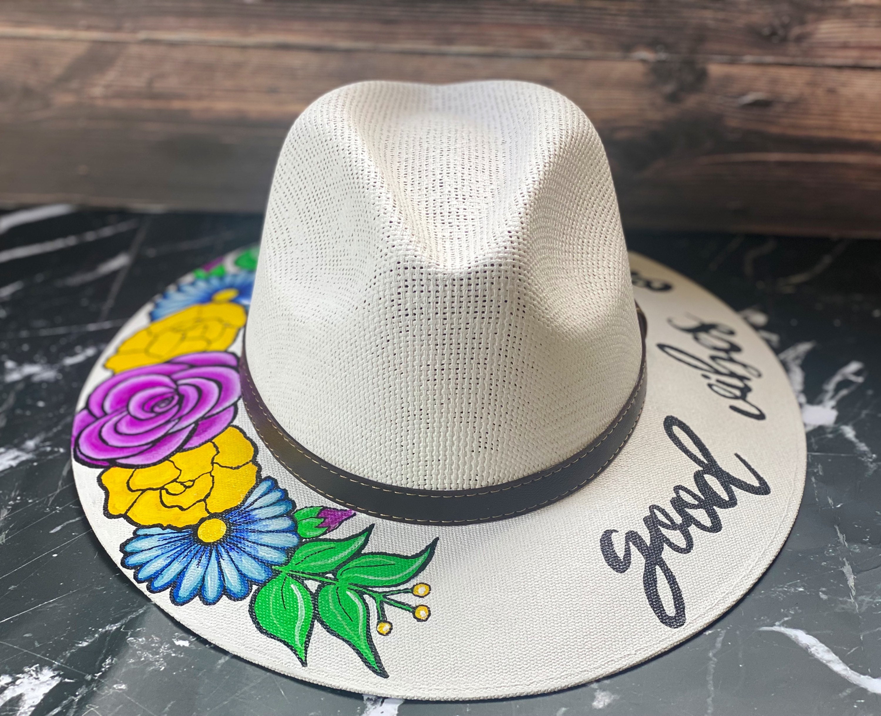 Hand Painted Panama Style Hat - Etsy 