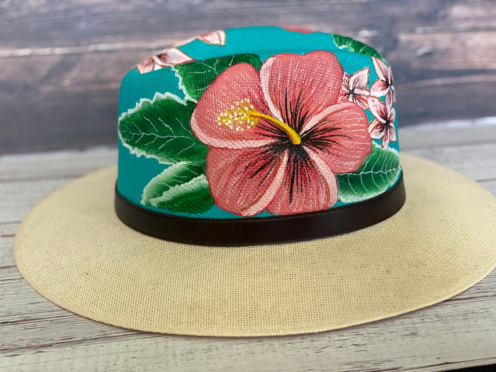 Hand painted Panama style hat Etsy