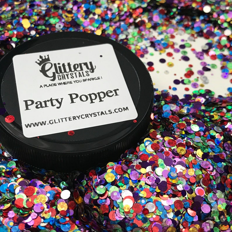 Party Popper Confetti Glitter Multi Color Glitter Circle Etsy