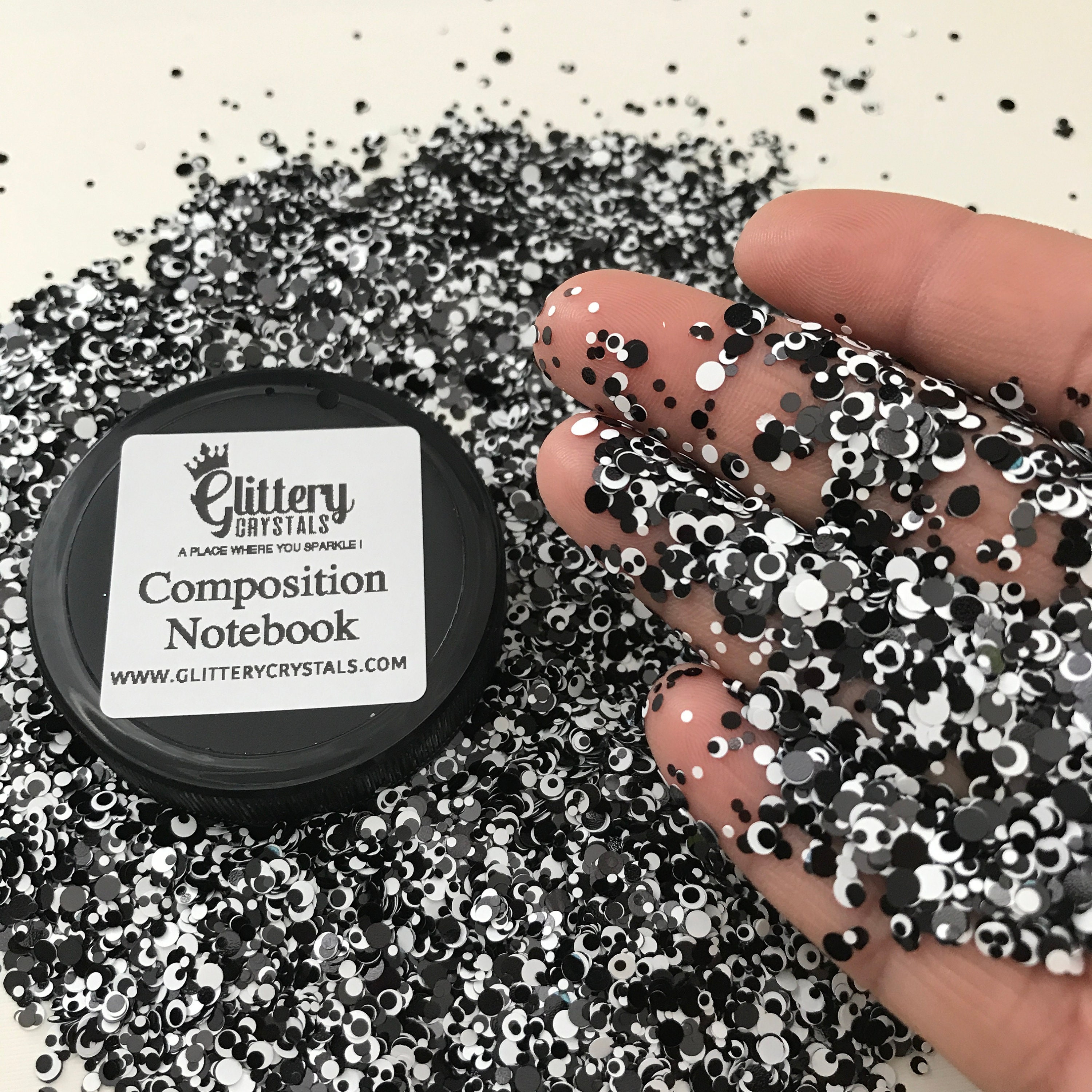 Composition Notebook Black & White Glitter Polka Dots Etsy