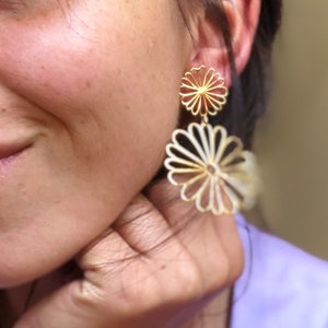 NEW gilded with 24K fine gold - Hollowed flower earrings - Mary