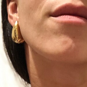 Drop drop/teardrop earrings in 304 gold-plated stainless steel fine gold teardrop image 1