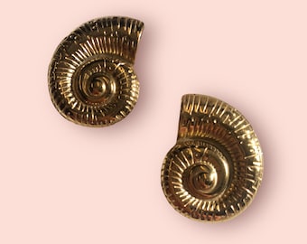 Snail-shaped shell earrings - 304L stainless steel - 18K gold plated