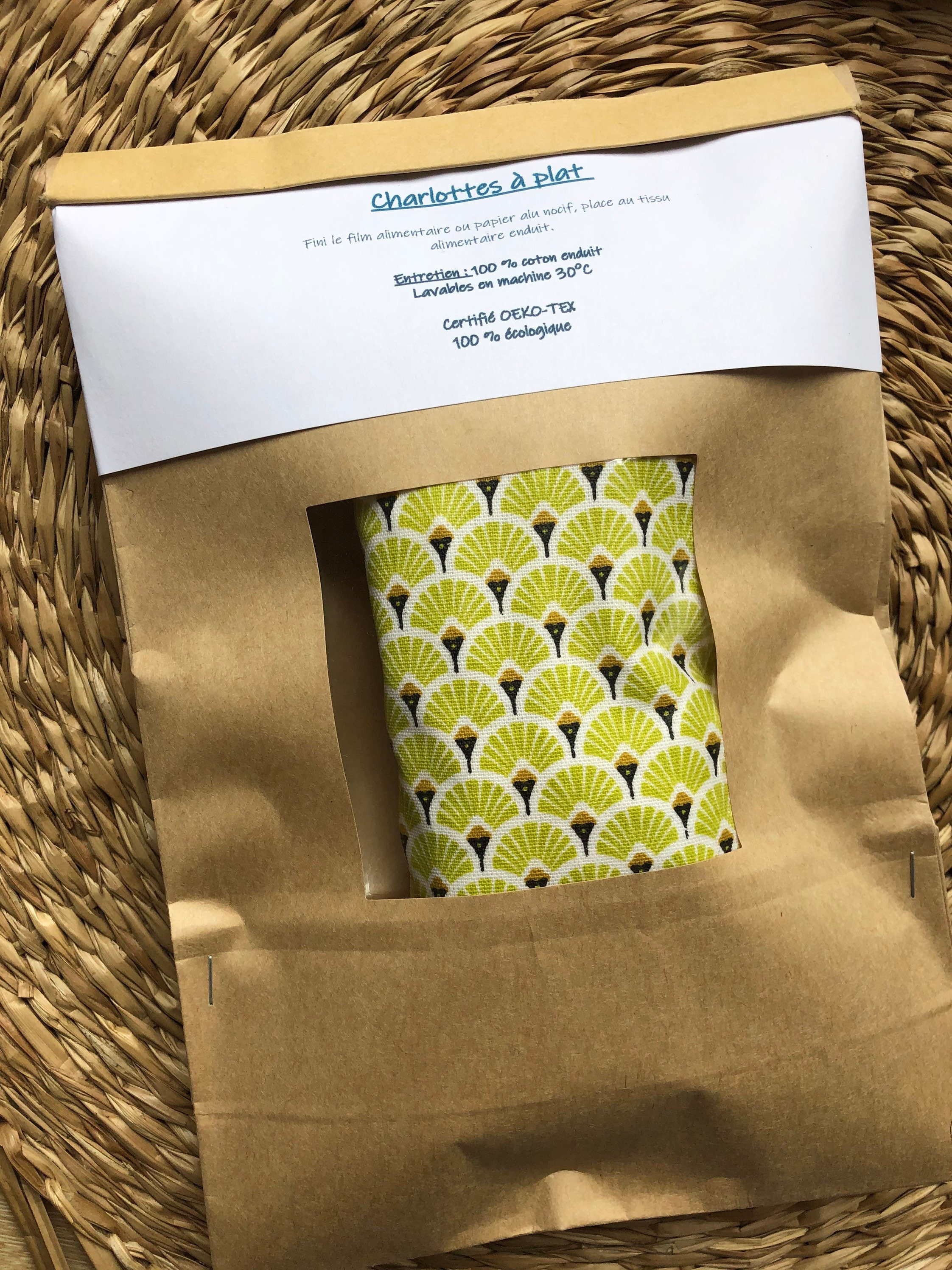 Charlotte Couvre Plat/Bol Imperméable Écologique | Intérieur Coton Bio/Non Teinté Alimentaire