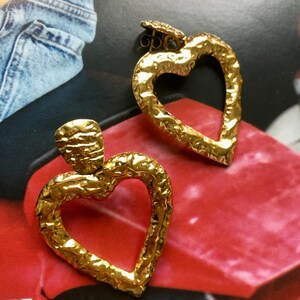 Heart earrings in 304L stainless steel gilded with fine 18 carat gold image 3