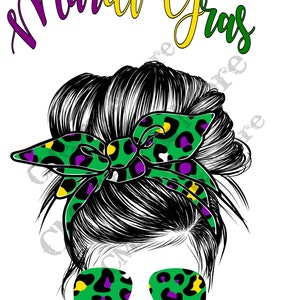 Messy Hair Mardi Gras, Messy Hair Bun 3, PNG