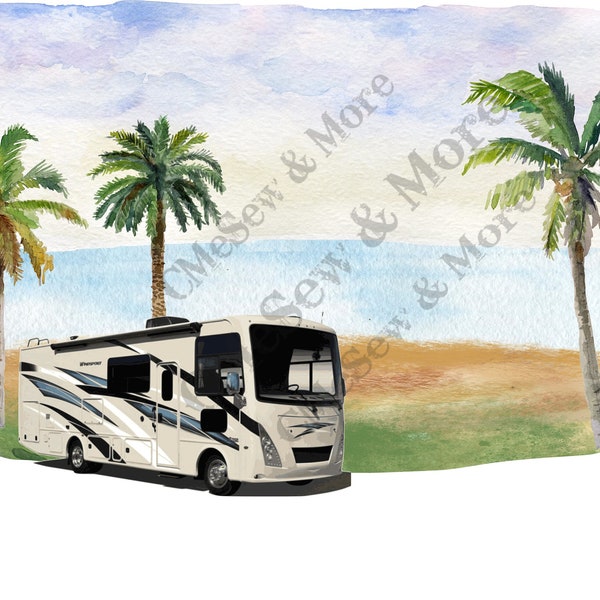 Beach Motorhome, Beach Motorhome Camping, Beach Camping, PNG