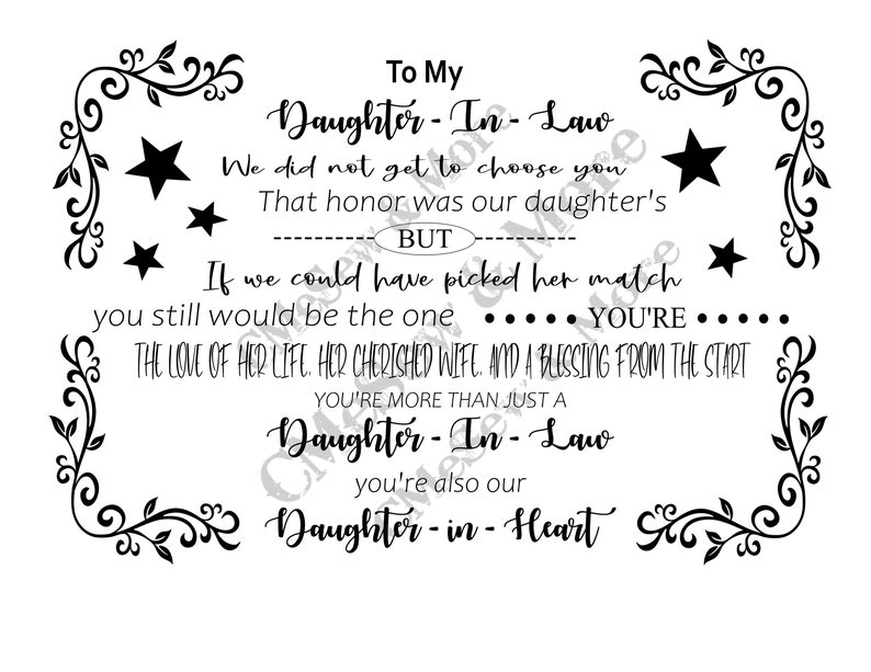 To My Daughter in Law, Daughter's Wife, SVG Etsy
