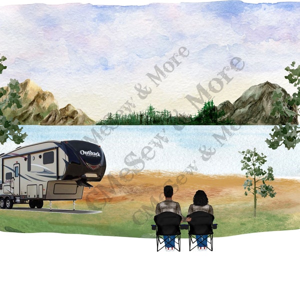 Camping Couple 5th Wheel Outback #2, Camping PNG