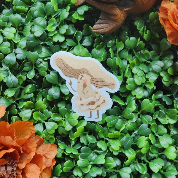 Sweet Cute Chanterelle Mushroom Person Vinyl Sticker