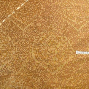 100% Silk Lampas Ikat Medallion &quot;tuscany&quot; Tan Gold Brown Reversible Mid-Century