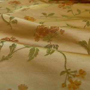 Schumacher 100% Silk Lampas Sage Blossom Sprig &quot;spice&quot; Gold