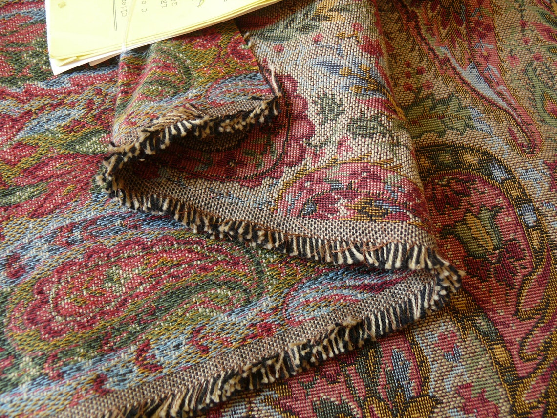 By Yard Lee Jofa Kashmir Bengali Cotton Tapestry Woven Paisley Etsy