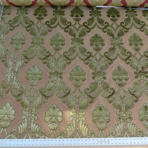By Yard Scalamandre ITALIAN PALMETTE LimeGreen Silk velet Decadent Damask MSRP US650/Y