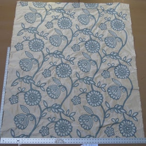 By Yd Lee Jofa Camille Silk Aqua Embroidery On Cream Blue Large Camellia Flora MSRP USD 516/Y