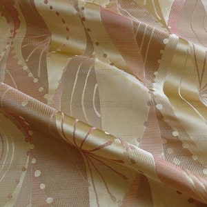 100% Silk Lampas Music Note “pink Dust” Ecru Art Deco